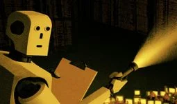 a robot with a torch