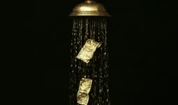 golden money in a shower
