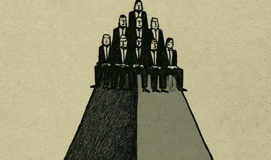 bankers on top of a pyramid