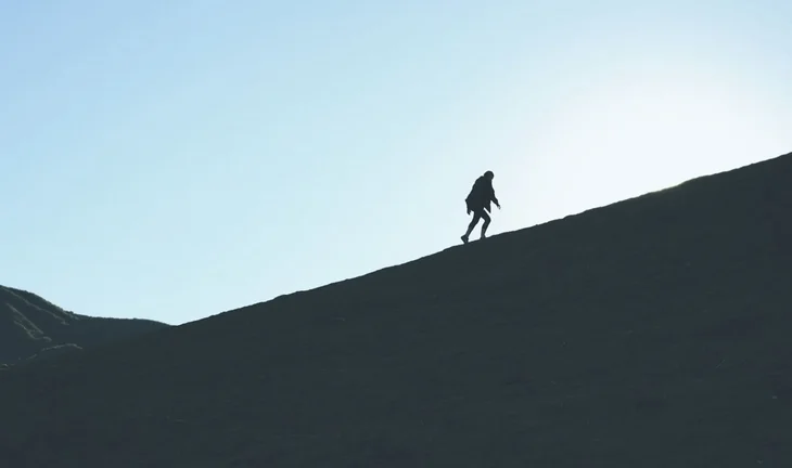 climbing a hill 