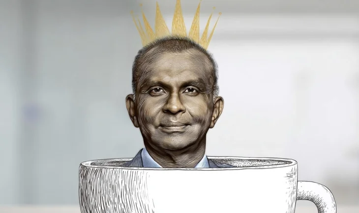 Vis Raghavan in a cup wearing a crown