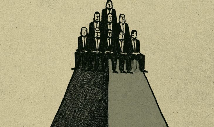 bankers on top of a pyramid