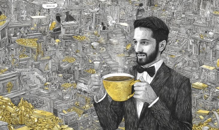 man holding a golden cup 
