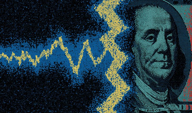 lightning bolt striking 100 dollar bill