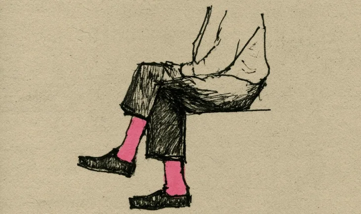 a man in pink socks