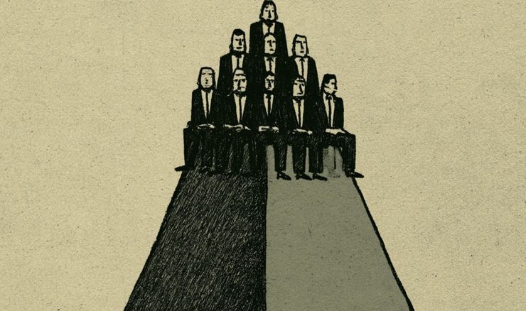 bankers on top of a pyramid