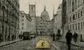 a street in the City of London with a bag of gold money 
